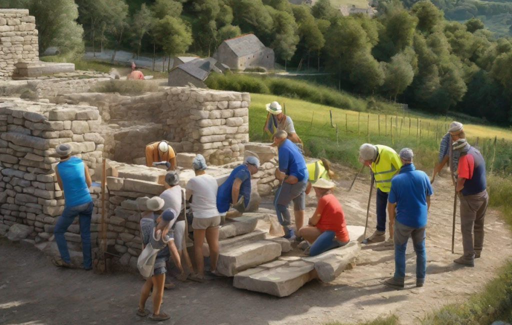 Touristes solidaires participant à un projet de développement local en Lozère