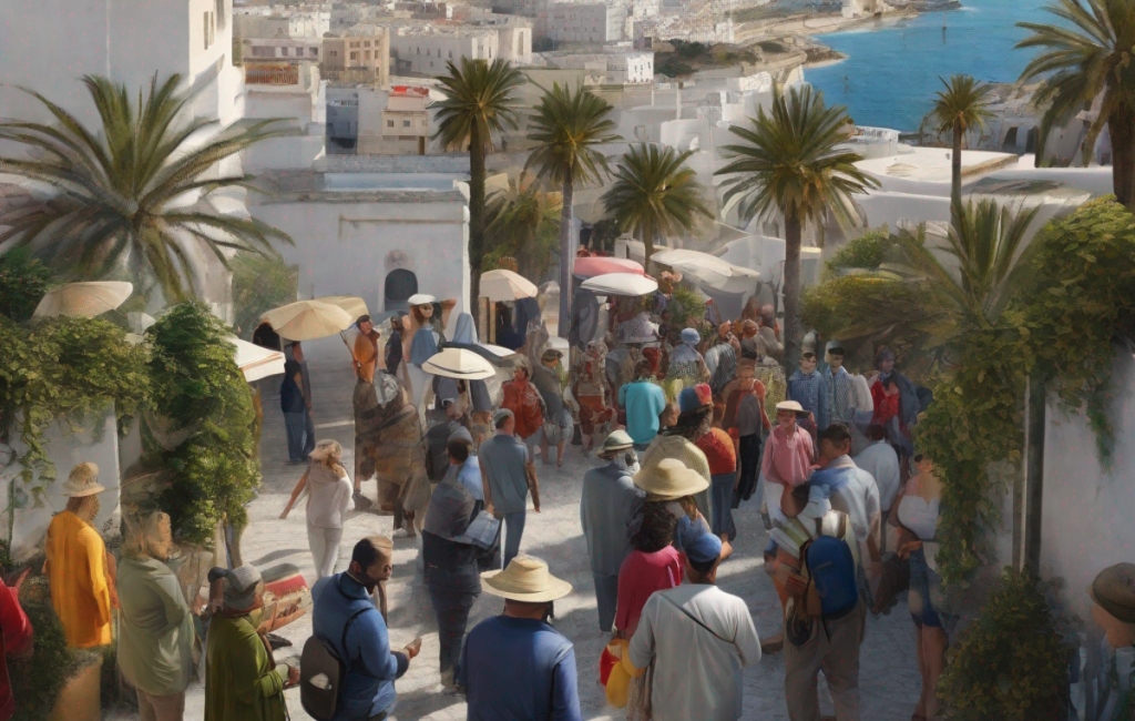'Groupe de touristes participant à une activité solidaire à Tanger'