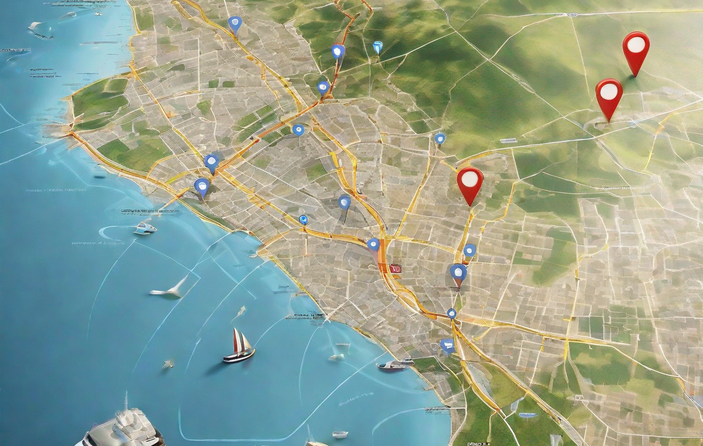 Carte avec points marqués pour BTS tourisme