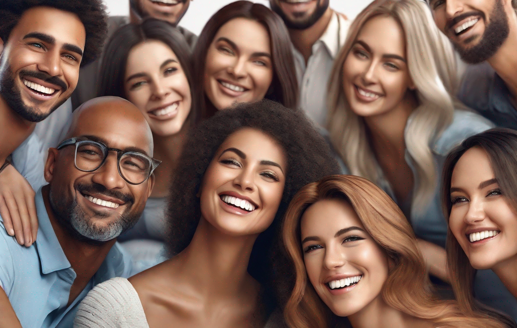 Groupe de personnes souriantes en plein loisir