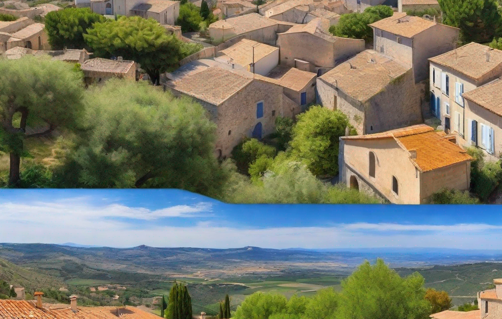 Vue panoramique du charmant village de Saussan, Hérault