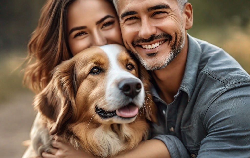 Propriétaire et chien heureux