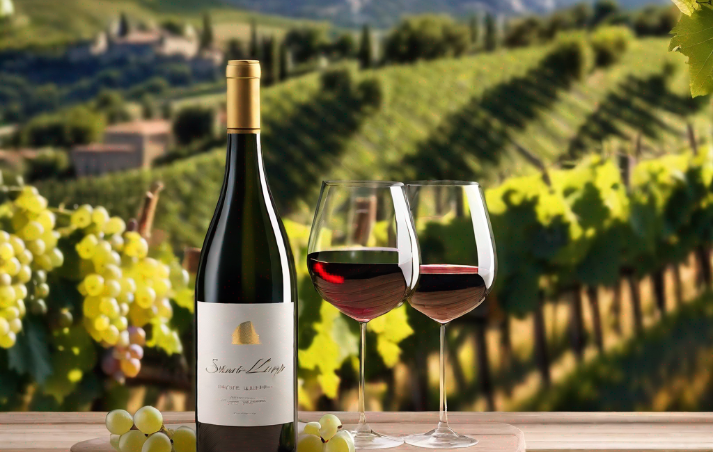 Verre de vin et mont Pic Saint-Loup