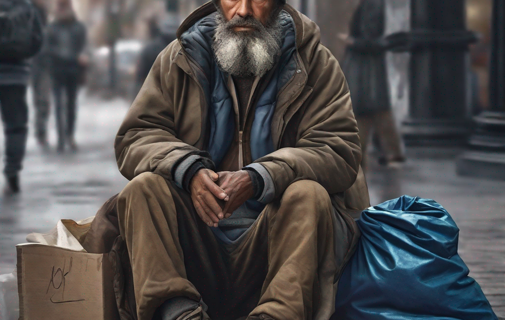 Personne aidant un sans-abri