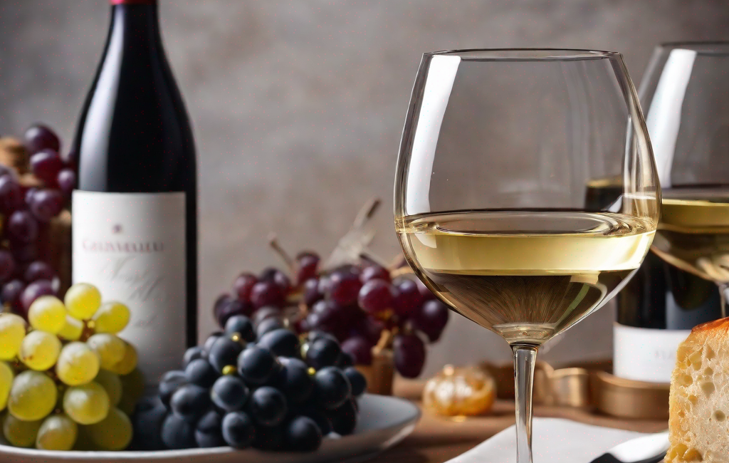 Verre de vin et assiette gourmande