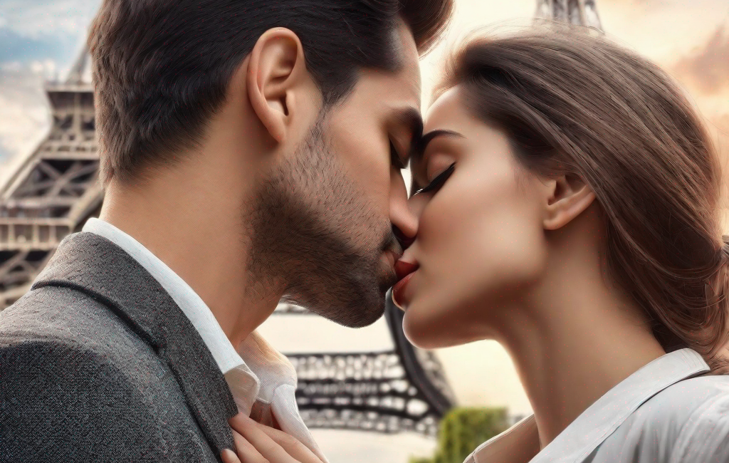 Couple s'embrassant à Paris