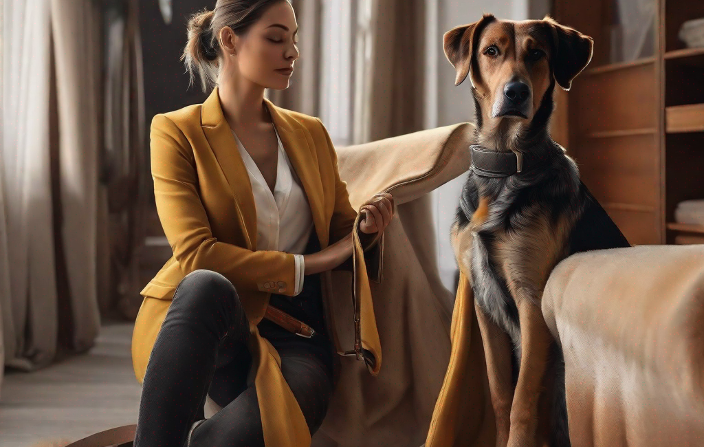 Personne et chien en dressage