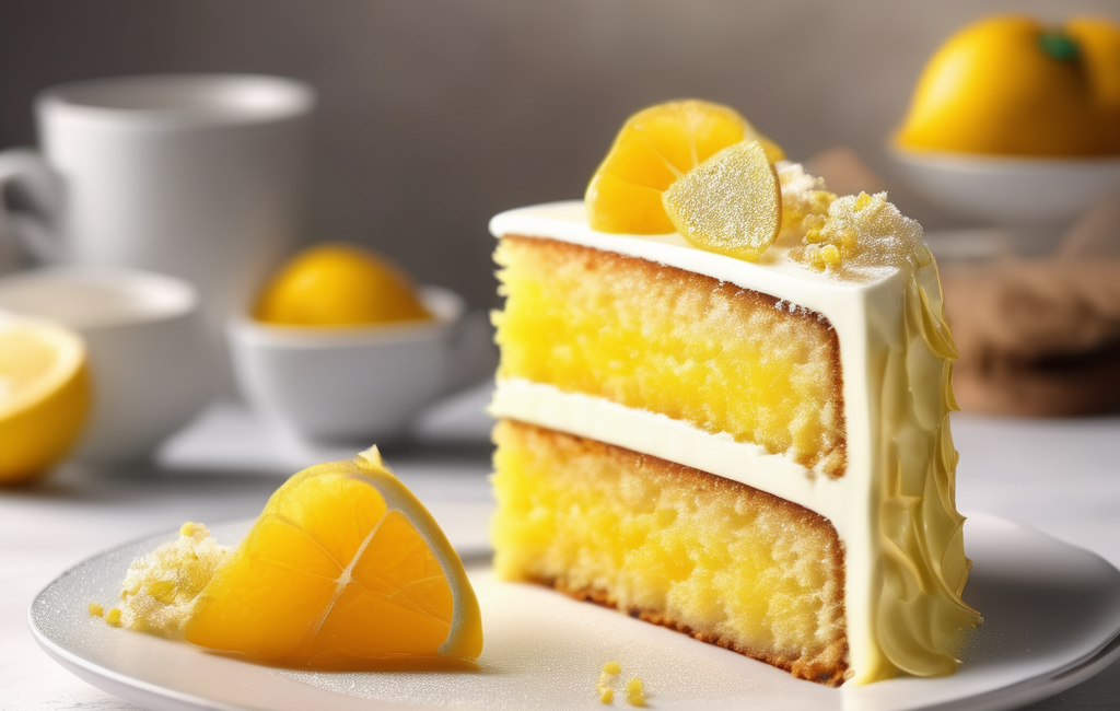 Gâteau jaune et aéré sur une assiette