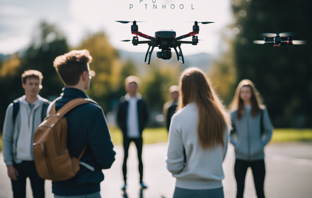 Lycéens volant avec des drones à Pau