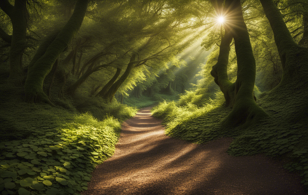 Sentier de randonnée bordé d'arbres