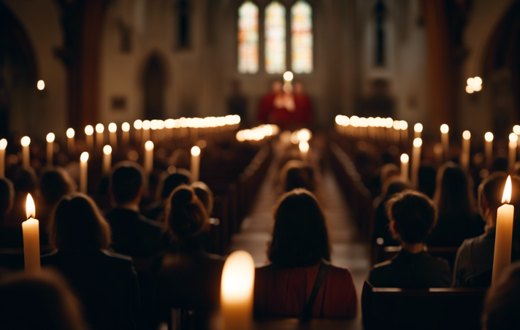 Concert de chorale illuminé aux chandelles dans une vieille chapelle