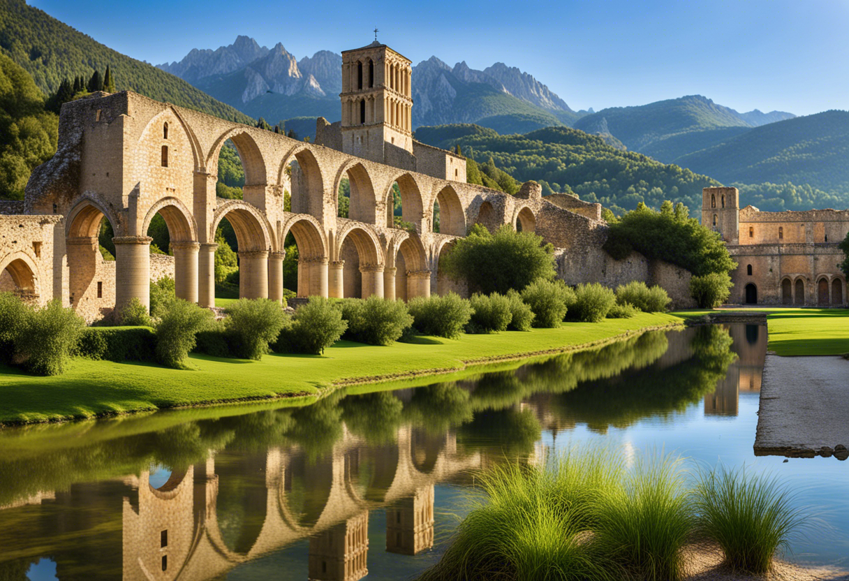 Vue aérienne de l'Abbaye St Félix de Montceau  
Ruines historiques de l'Abbaye St Félix de Montceau