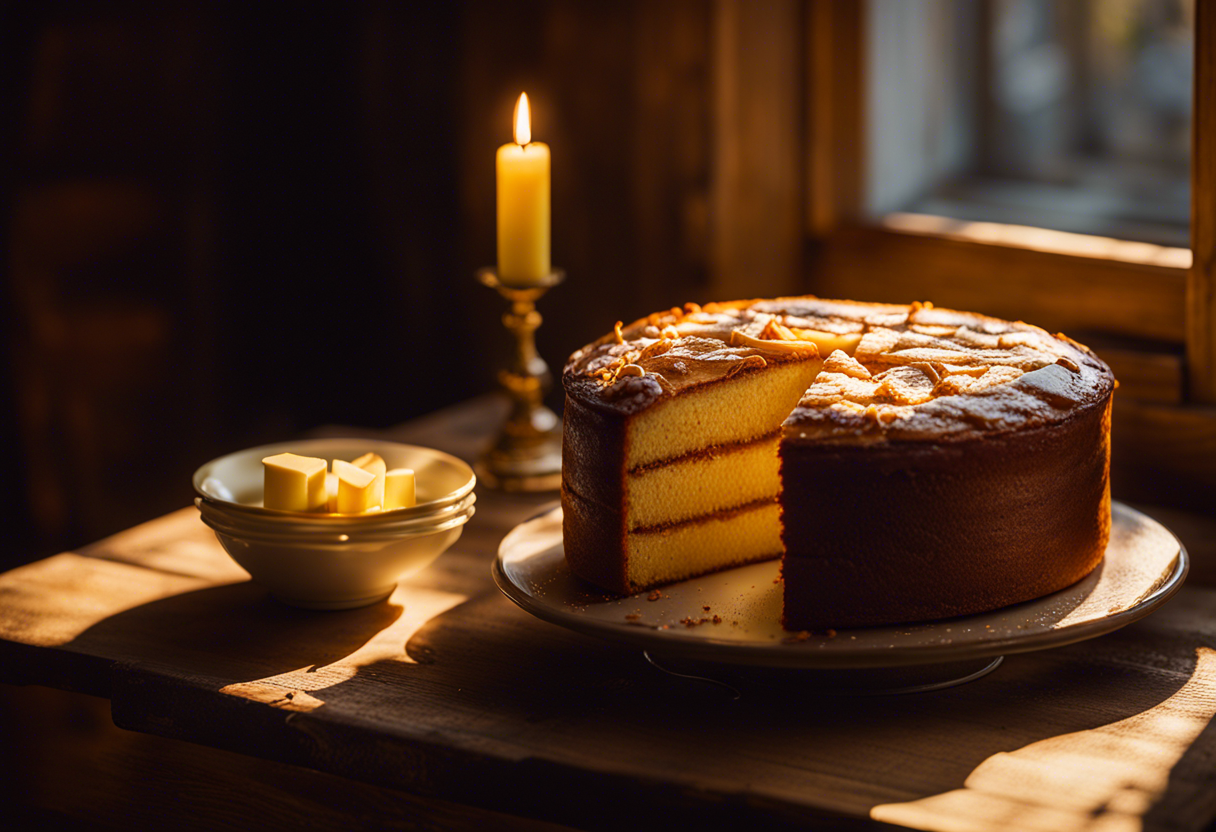 Recette gâteau breton étalé sur table  
Gâteau breton prêt à être servi