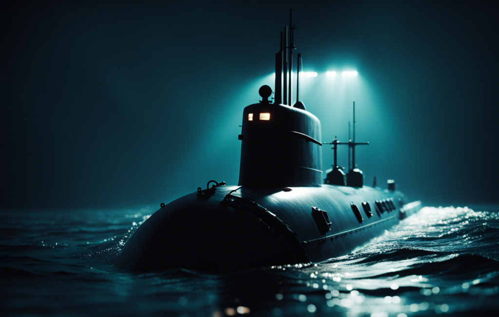 Sous-marin naviguant dans des eaux sombres et mystérieuses