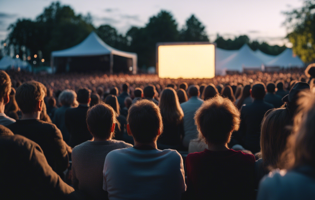 Foule regardant un film en plein air lors d'un festival
