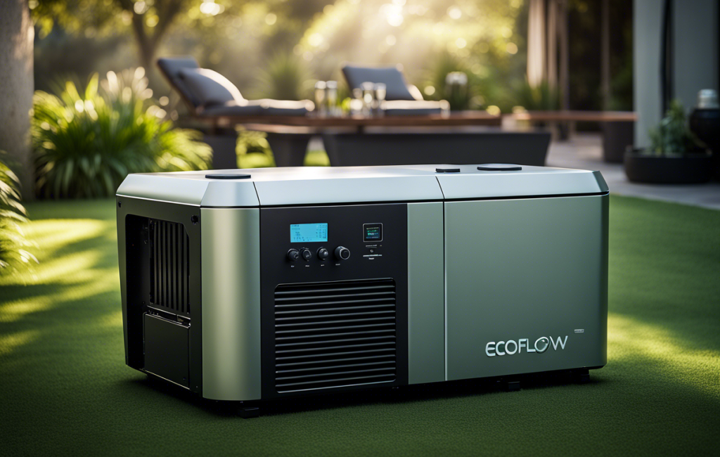 Générateur intelligent Ecoflow devant paysage urbain