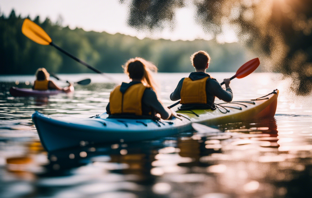 Jeunes pratiquant le kayak et la peinture au bord du lac