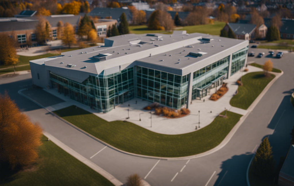 Vue aérienne du centre récréatif moderne de Tilly