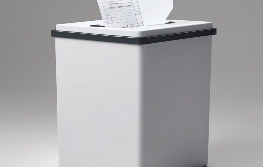 Urne électorale avec bulletin de vote inséré
