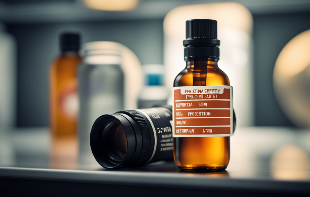 Flacon de 100 ml avec étiquettes de sécurité en vol