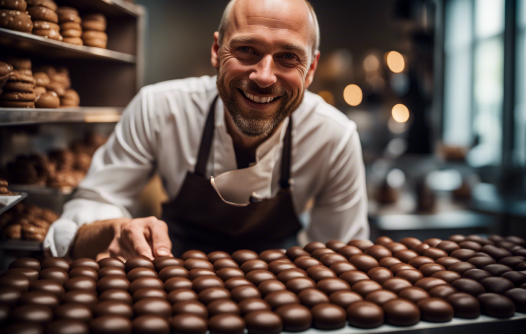 Enzo Lehec, chocolatier souriant, présente ses créations