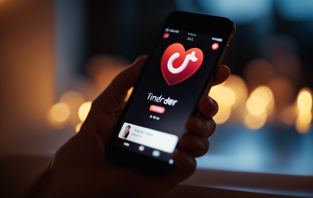 Écran de smartphone affichant l'application Tinder