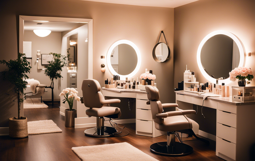 Esthéticienne effectuant un soin de beauté à domicile