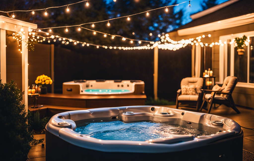 Jacuzzi confortable installé dans un jardin privé