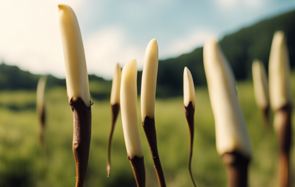 Gousses de vanille sur fond de paysages bretons