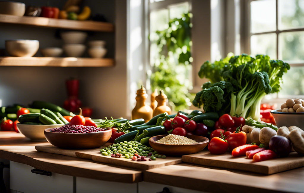 Assiette colorée de plats végétaliens variés