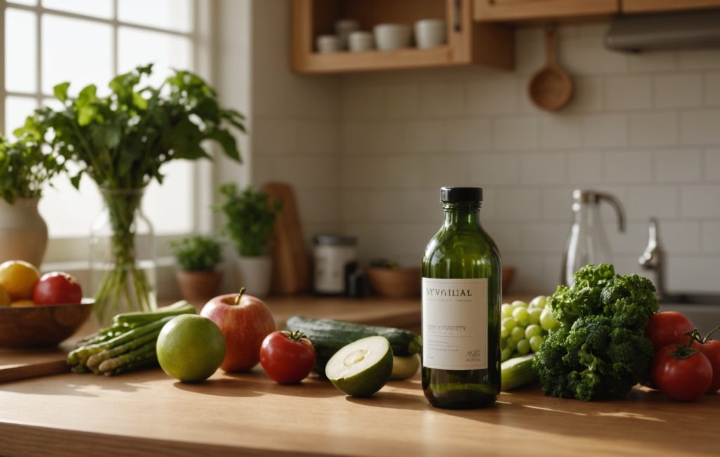 Femme heureuse entourée de symboles de fertilité