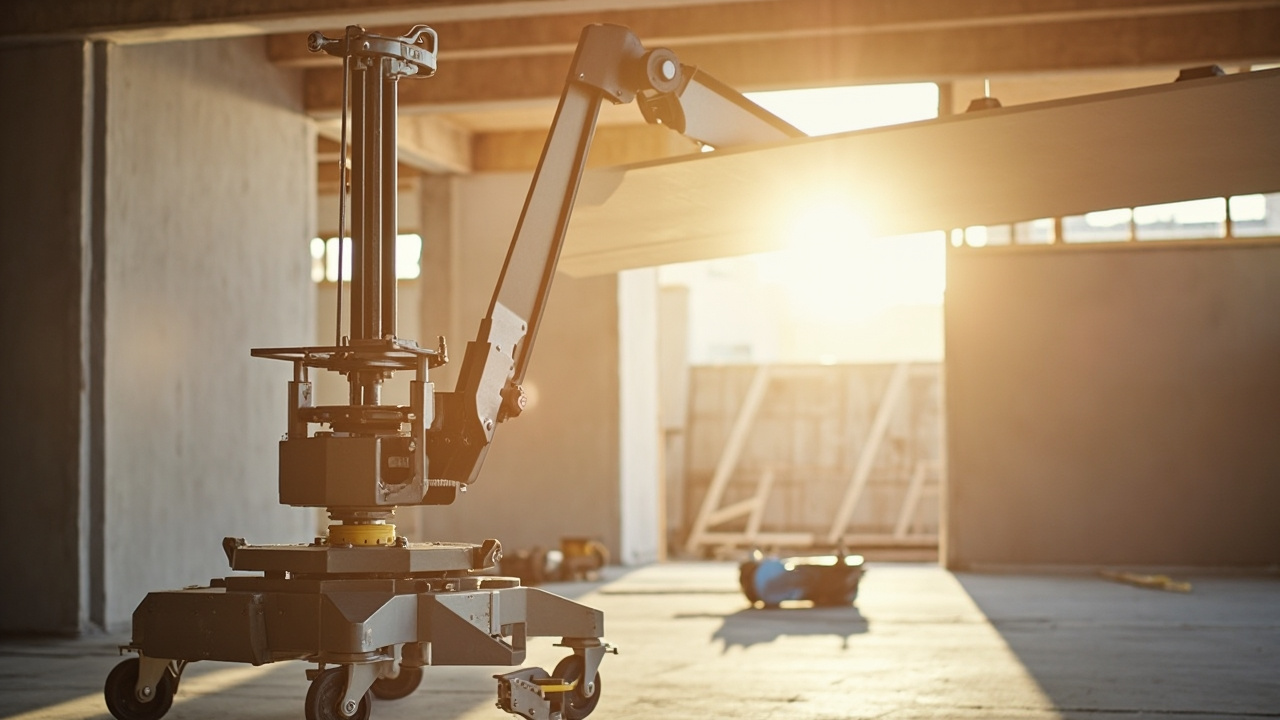 un homme utilise un lève-plaque pour travailler  
un lève-plaque aide au levage de plaques de plâtre