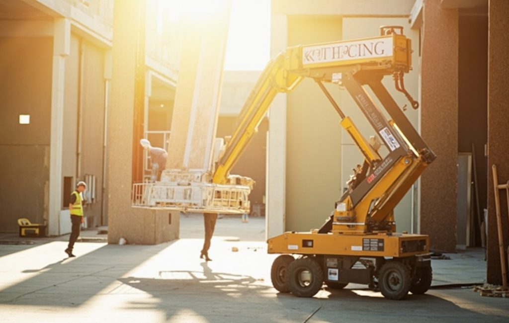 un homme utilise un lve-plaque pour travailler