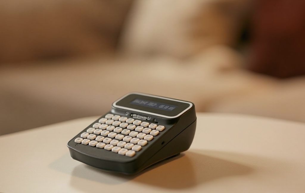 etiqueteuse portative sur une table de travail