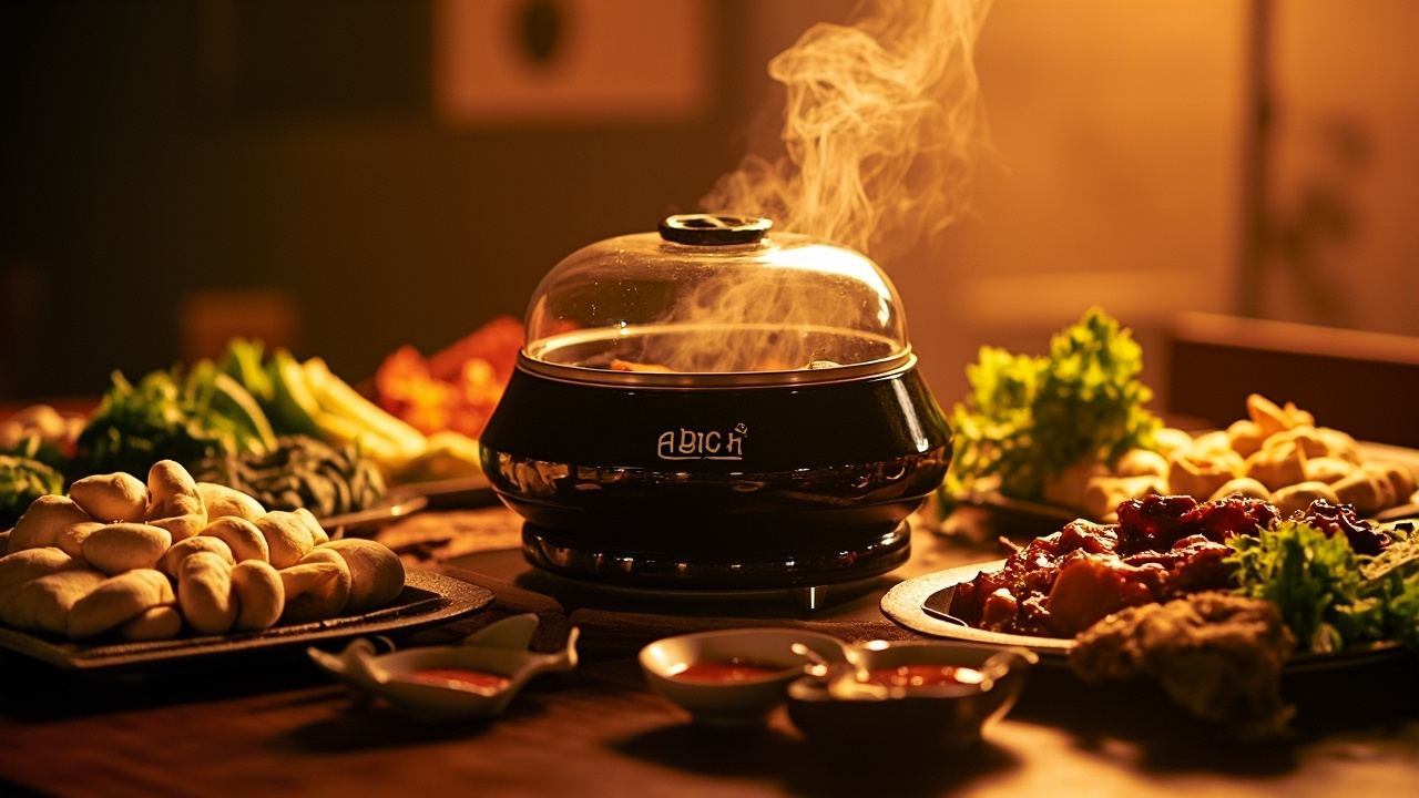 appareil a fondue avec plusieurs options de cuisson  
divers appareils a fondue disposes sur une table